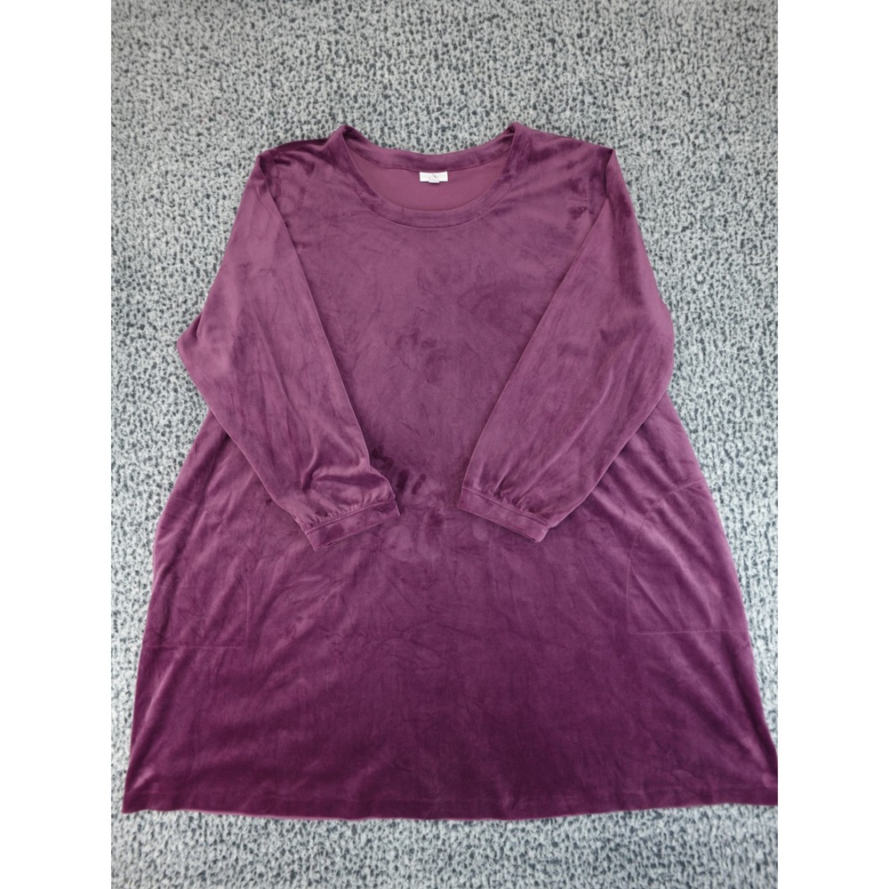 Pure Jill Velour Tunic Top Womens 4X Purple Velvet Long Sleeve Pockets Relaxed
